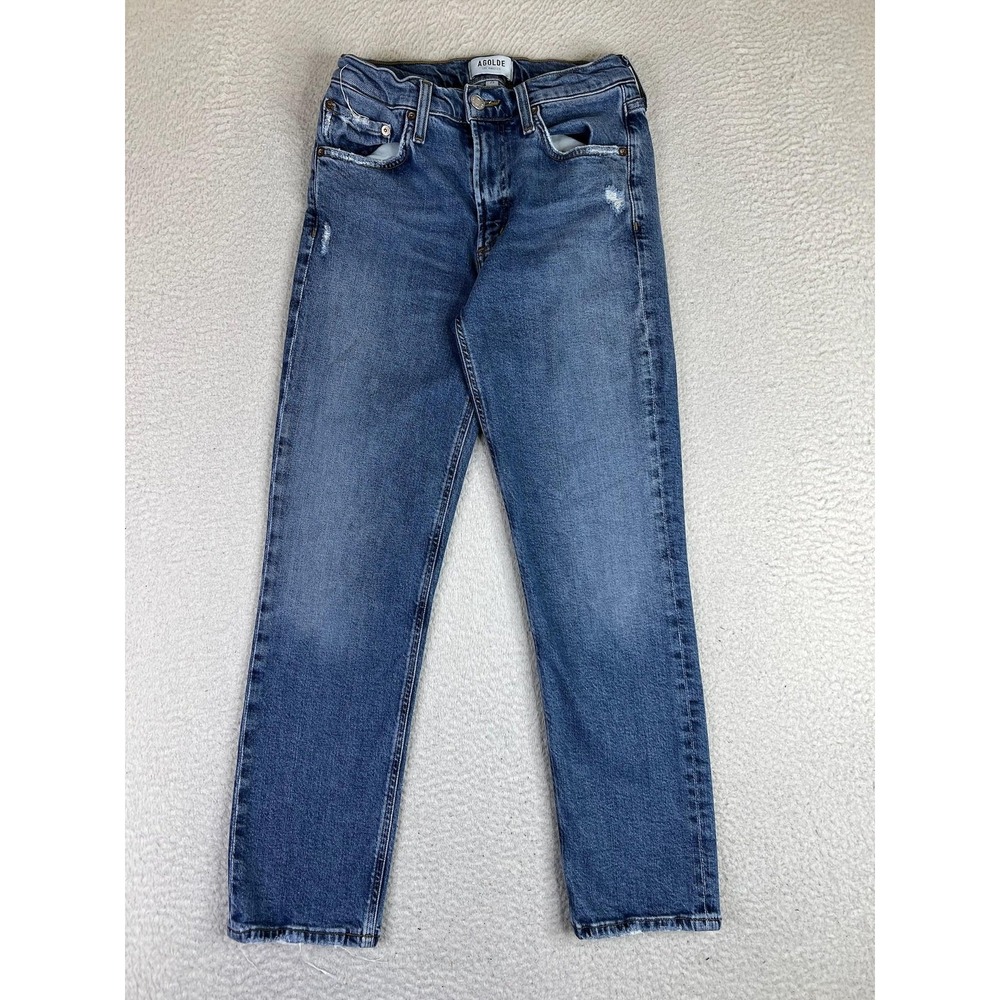 AGOLDE Kye Straight Jeans Womens 25 Blue Medium Wash High Rise A9100C-1140